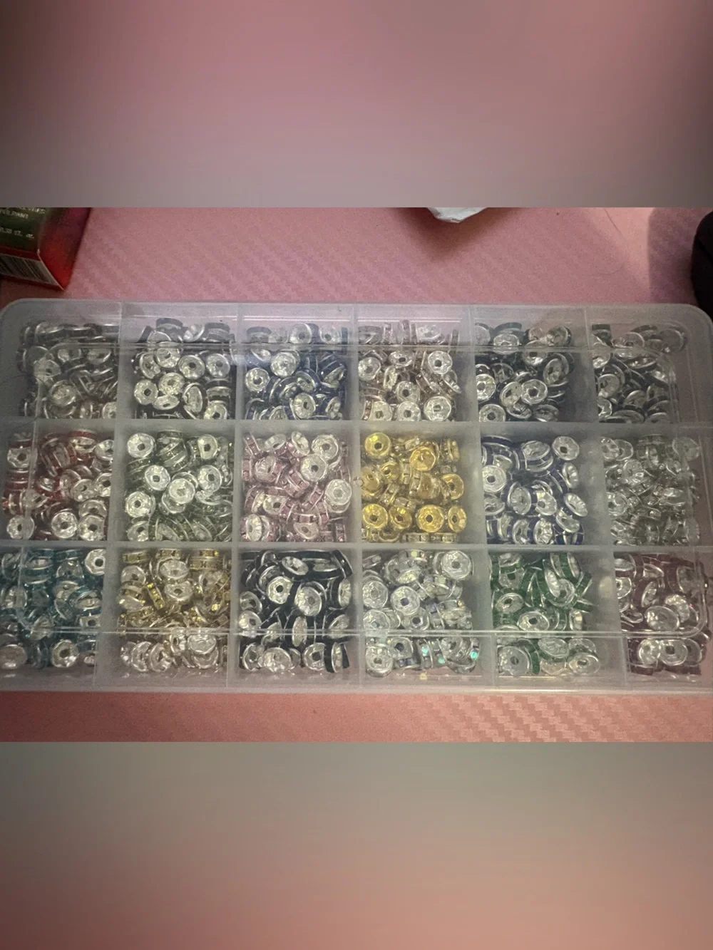 Large Rhinestone Spacer Bead Lot Jewelry Making Craft Supplies Organizer